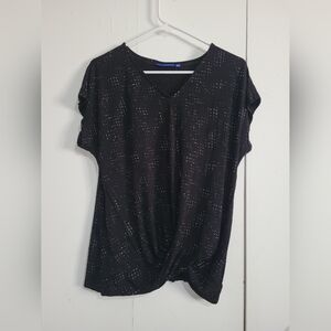 Apt 9 Black Sparkle Twist-Hem Women's Top